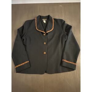 Requirements Vintage Women’s Blazer Made in USA size 12 black cheetah Vtg